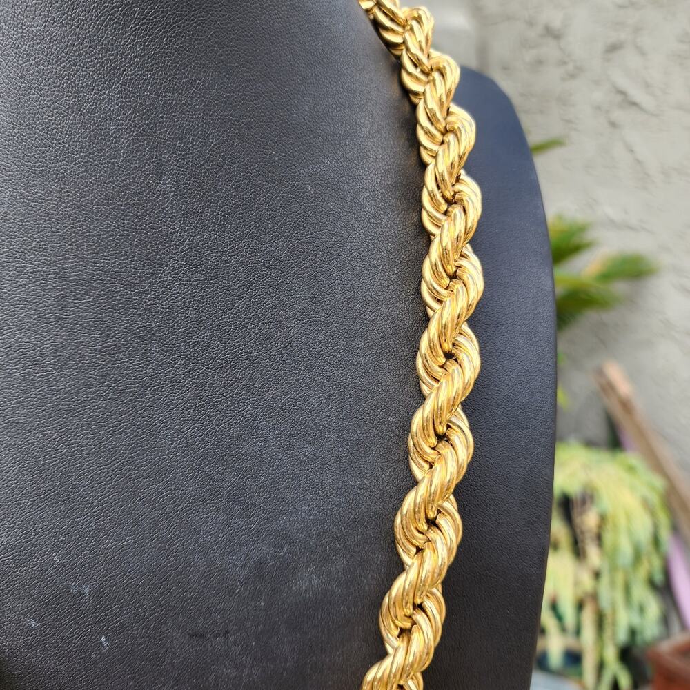 Vtg Givenchy Necklace Chunky Rope Dookie Chain 80s 90s Gold Plate Monogram Clasp - Picture 7 of 17